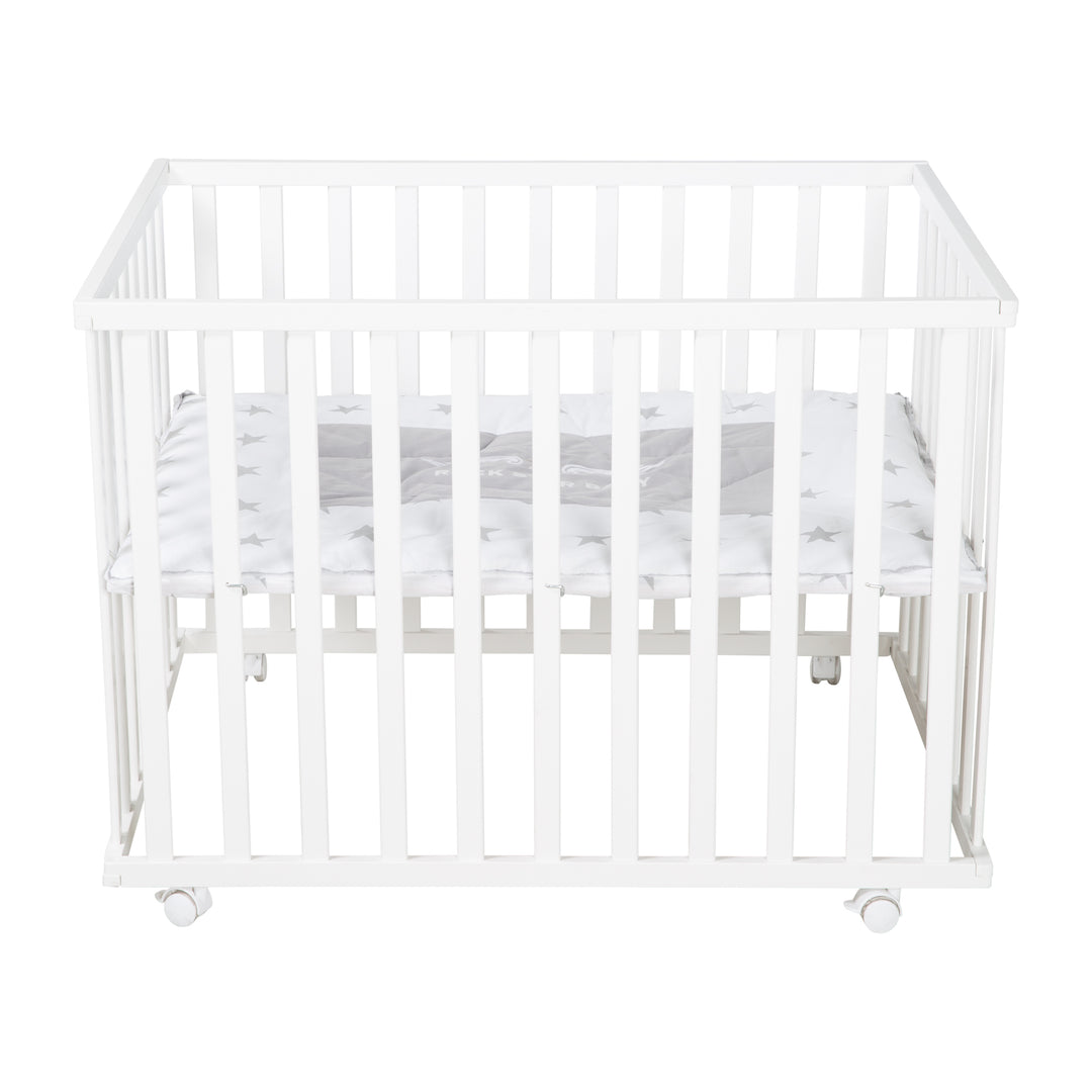 Corralito 'Rock Star Baby' 75x100 cm, con almohadilla protectora, Madera blanca