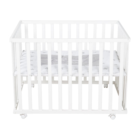 Corralito 'Rock Star Baby' 75x100 cm, con almohadilla protectora, Madera blanca