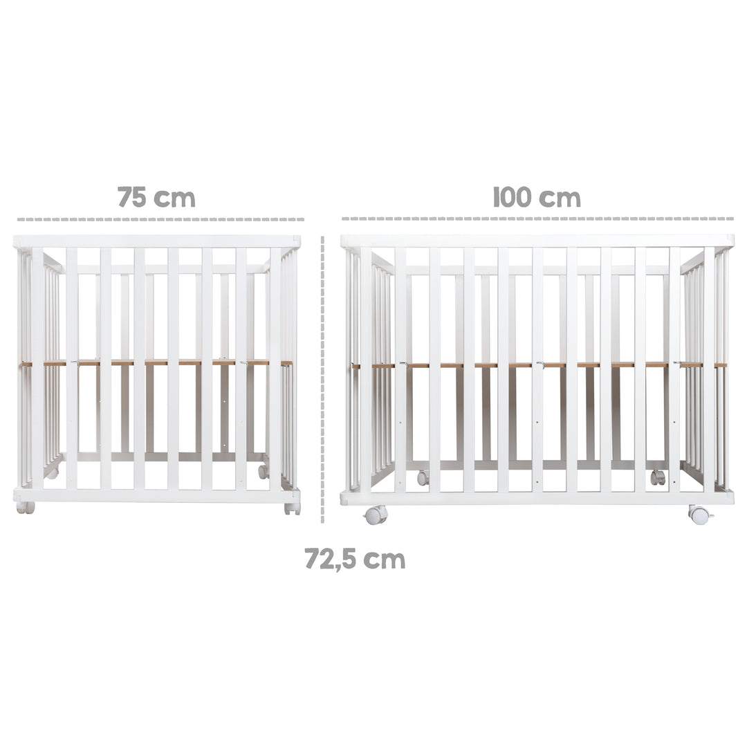 Corralito 'Rock Star Baby' 75x100 cm, con almohadilla protectora, Madera blanca