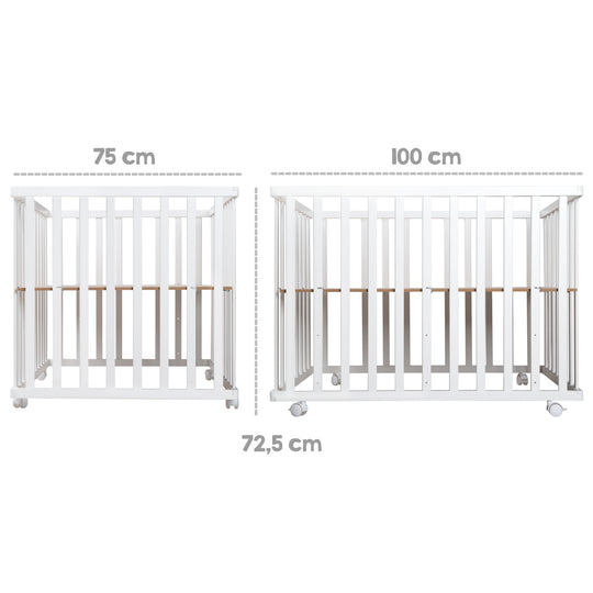 Corralito 'Rock Star Baby' 75x100 cm, con almohadilla protectora, Madera blanca