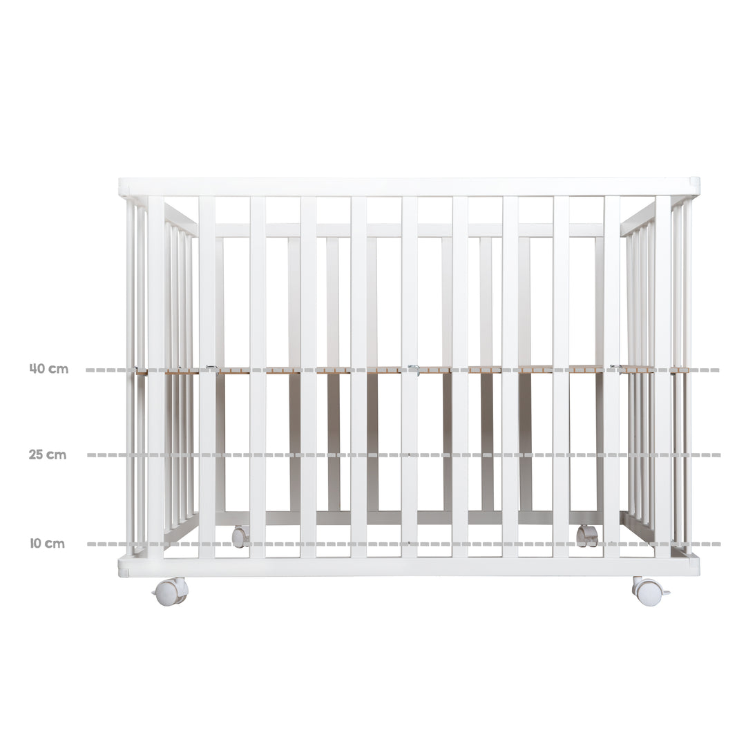Corralito 'Rock Star Baby' 75x100 cm, con almohadilla protectora, Madera blanca