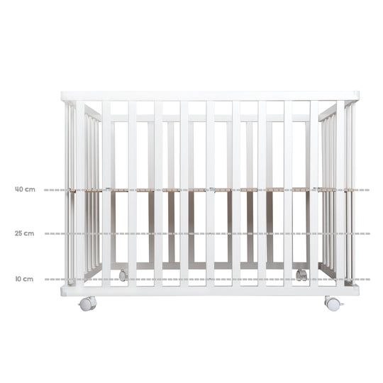 Corralito 'Rock Star Baby' 75x100 cm, con almohadilla protectora, Madera blanca