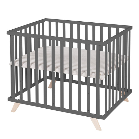 Parque infantil 75 x 100 cm antracita con inserto de parque gris 'Lil Planet'