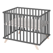 Anthracite Wooden Playpen 75 x 100 cm Incl. Grey Insert 'Lil Planet'