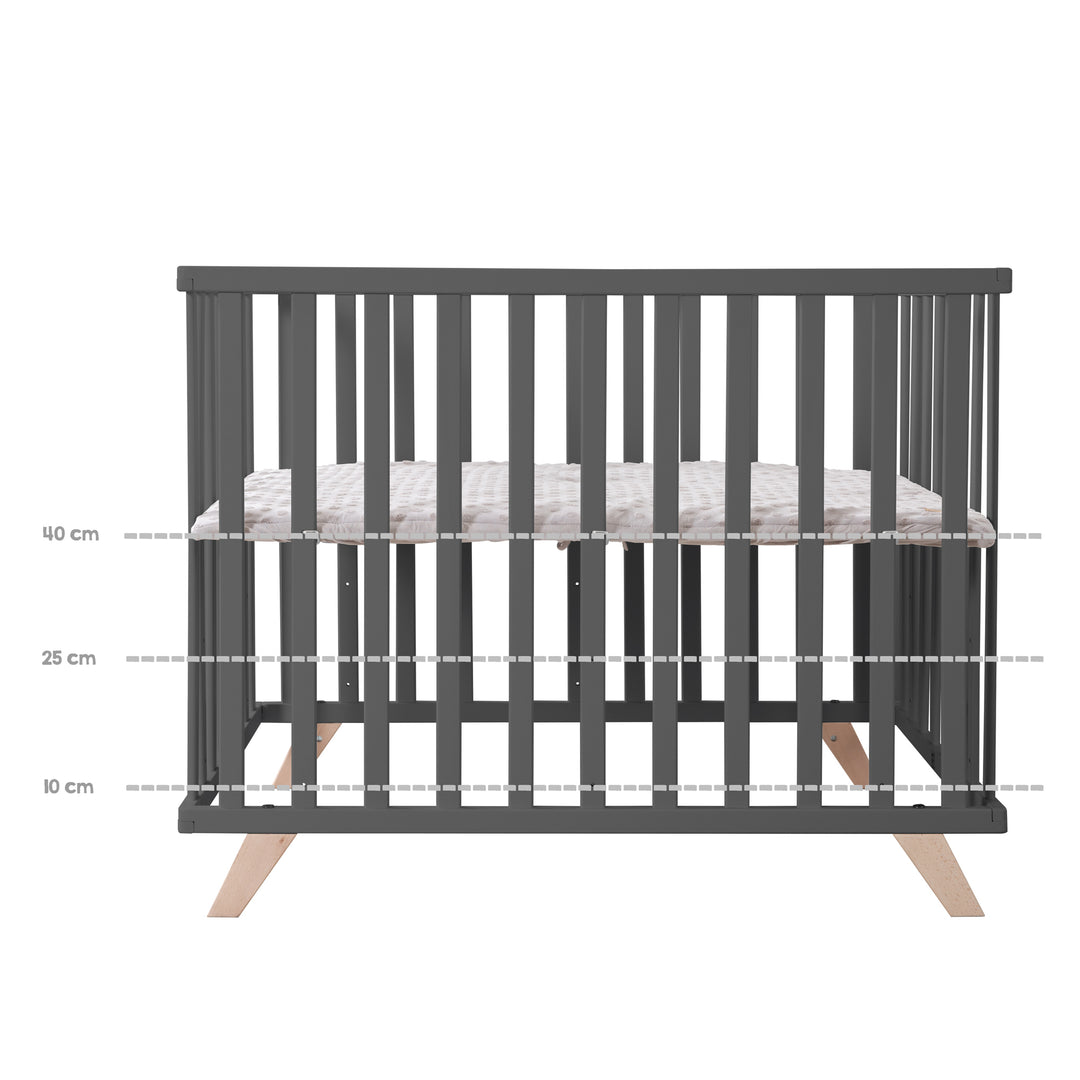 Parque infantil 75 x 100 cm antracita con inserto de parque gris 'Lil Planet'