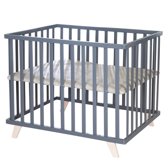 Box 75 x 100 con piedini in legno incl. inserto 'trapuntato grigio' - legno antracite