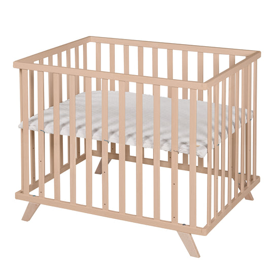 Parque infantil 75 x 100 cm natural con inserto de parque gris 'Lil Planet'