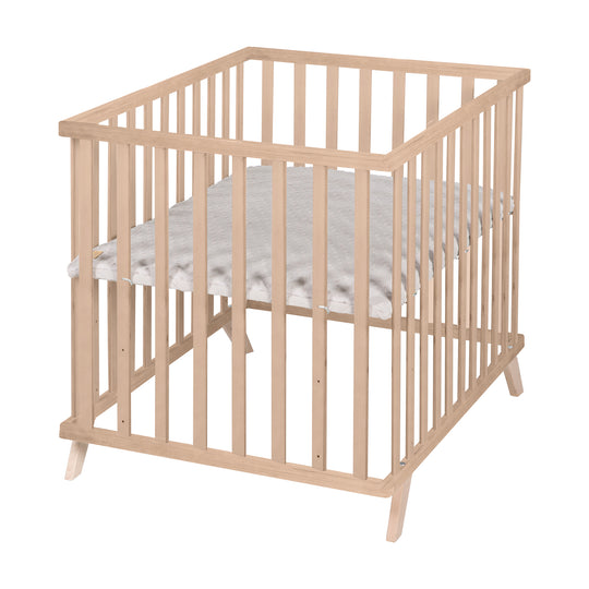 Parque infantil 75 x 100 cm natural con inserto de parque gris 'Lil Planet'