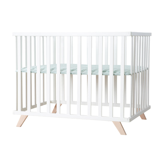 Parque infantil 75x100, madera blanca, incluye inserto protector 'Lil Planet frosty green'
