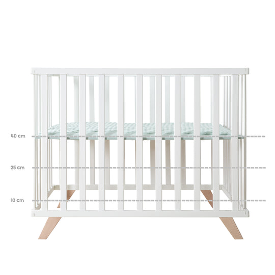 Parque infantil 75x100, madera blanca, incluye inserto protector 'Lil Planet frosty green'