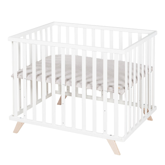 Parque infantil 75 x 100 cm blanco con inserto de parque gris 'Lil Planet'