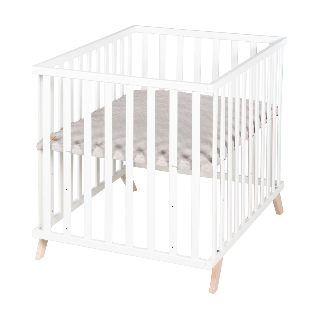 Parque infantil 75 x 100 cm blanco con inserto de parque gris 'Lil Planet'