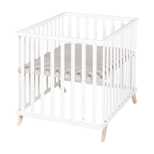 Parque infantil 75 x 100 cm blanco con inserto de parque gris 'Lil Planet'