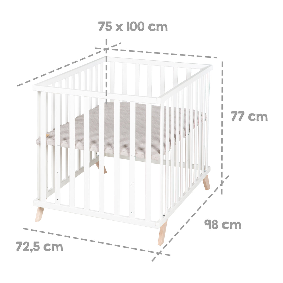 Parque infantil 75 x 100 cm blanco con inserto de parque gris 'Lil Planet'