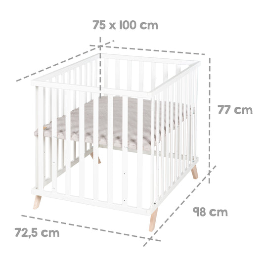 Parque infantil 75 x 100 cm blanco con inserto de parque gris 'Lil Planet'