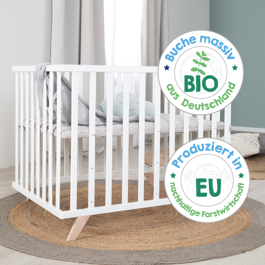 Parque infantil 75 x 100 cm blanco con inserto de parque gris 'Lil Planet'