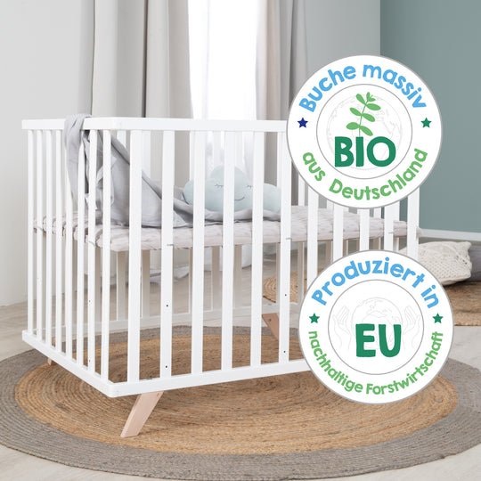 Parque infantil 75 x 100 cm blanco con inserto de parque gris 'Lil Planet'