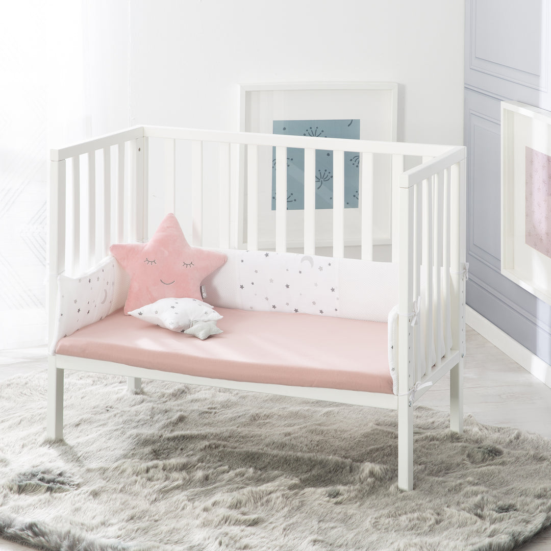 Drap-housse extensible 'Lil Planet' - Coton biologique certifié GOTS et Oeko Tex - Rose