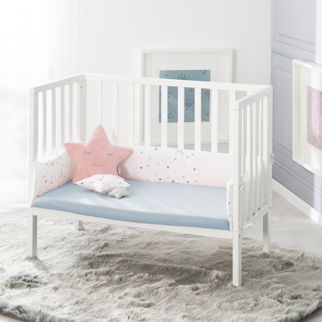 Drap-housse extensible 'Lil Planet' - Coton biologique certifié GOTS et Oeko Tex - Bleu clair