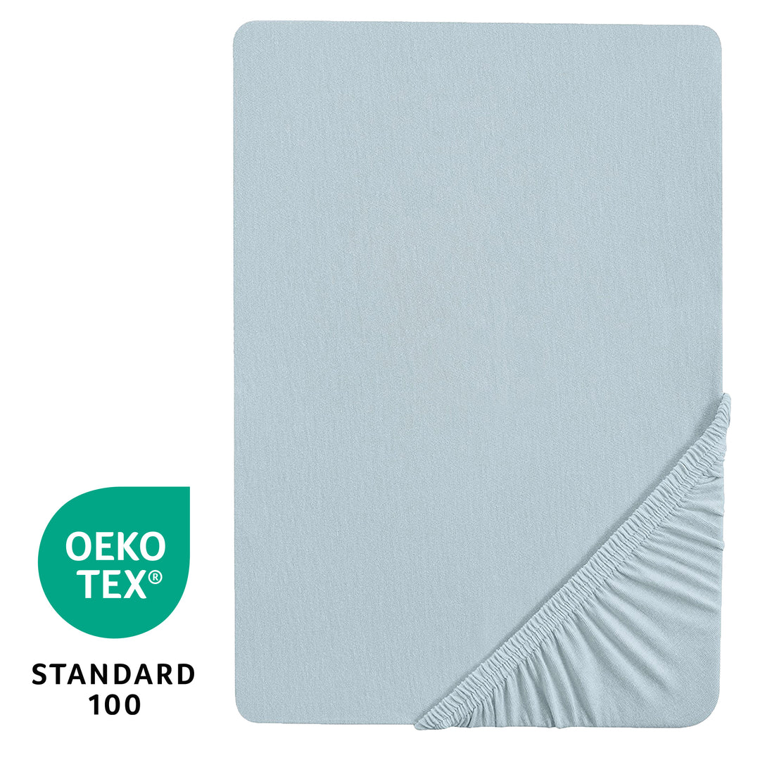 Drap-housse extensible 'Lil Planet' - Coton biologique certifié GOTS et Oeko Tex - Bleu clair