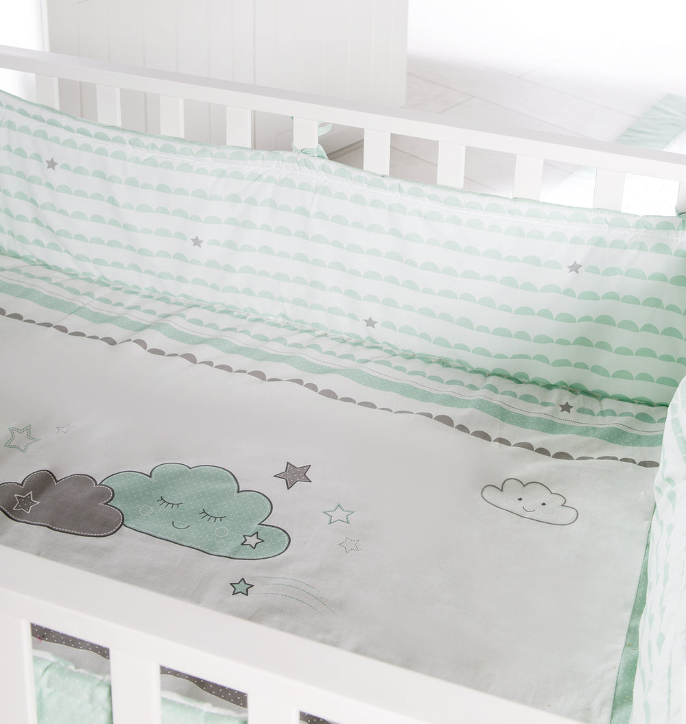 Tapis de parc universel 'Happy Cloud' - Pour parcs 75 x 100 á 100 x 100 cm - Vert / Blanc