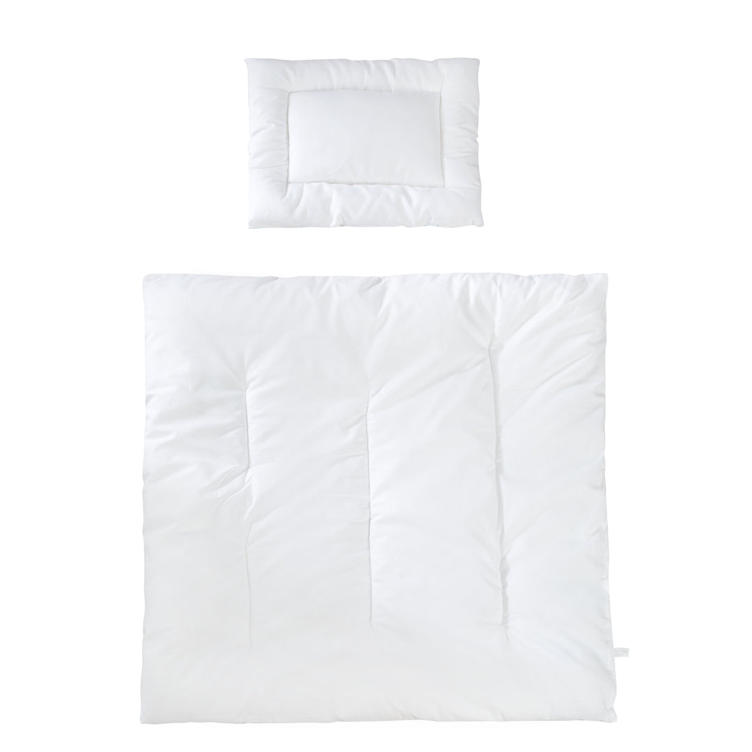Literie matelassée, kit de berceau pour toute l'année, blanc, duvet 80 x 80 cm et oreiller 40 x 35 cm