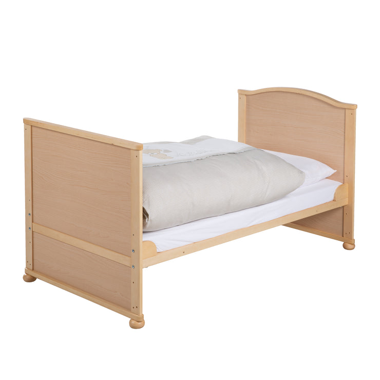 Set letto completo "Liebhabär" 70 x 140 cm, naturale, trasformabile, inclusa biancheria da letto, baldacchino, riduttore e materasso