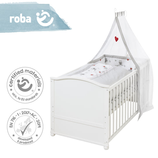 Set letto completo 'Adam & Owl', 70 x 140 cm, trasformabile, incl. Biancheria da letto, baldacchino, nido e materasso