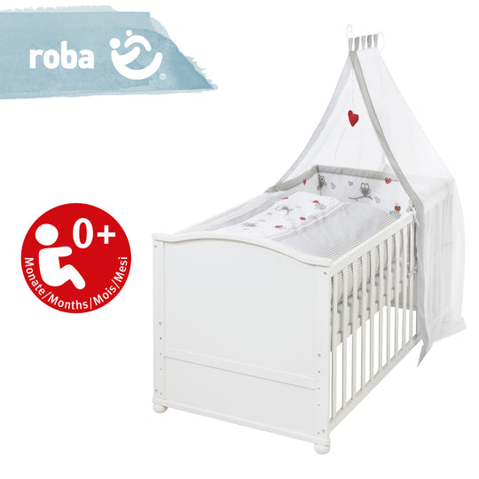 Set letto completo 'Adam & Owl', 70 x 140 cm, trasformabile, incl. Biancheria da letto, baldacchino, nido e materasso