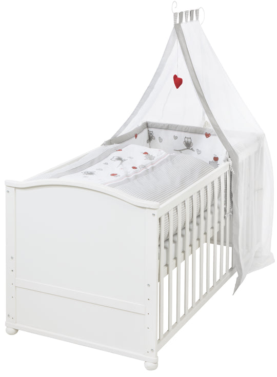 Set letto completo 'Adam & Owl', 70 x 140 cm, trasformabile, incl. Biancheria da letto, baldacchino, nido e materasso