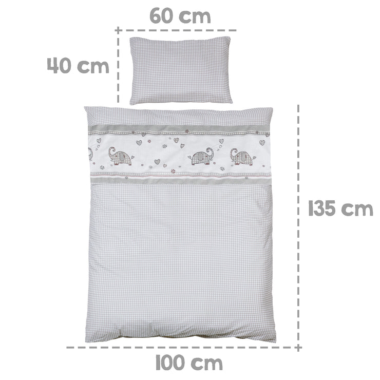 Set letto completo "Jumbotwins", 70 x 140 cm, bianco, inclusa biancheria da letto, baldacchino, riduttore e materasso