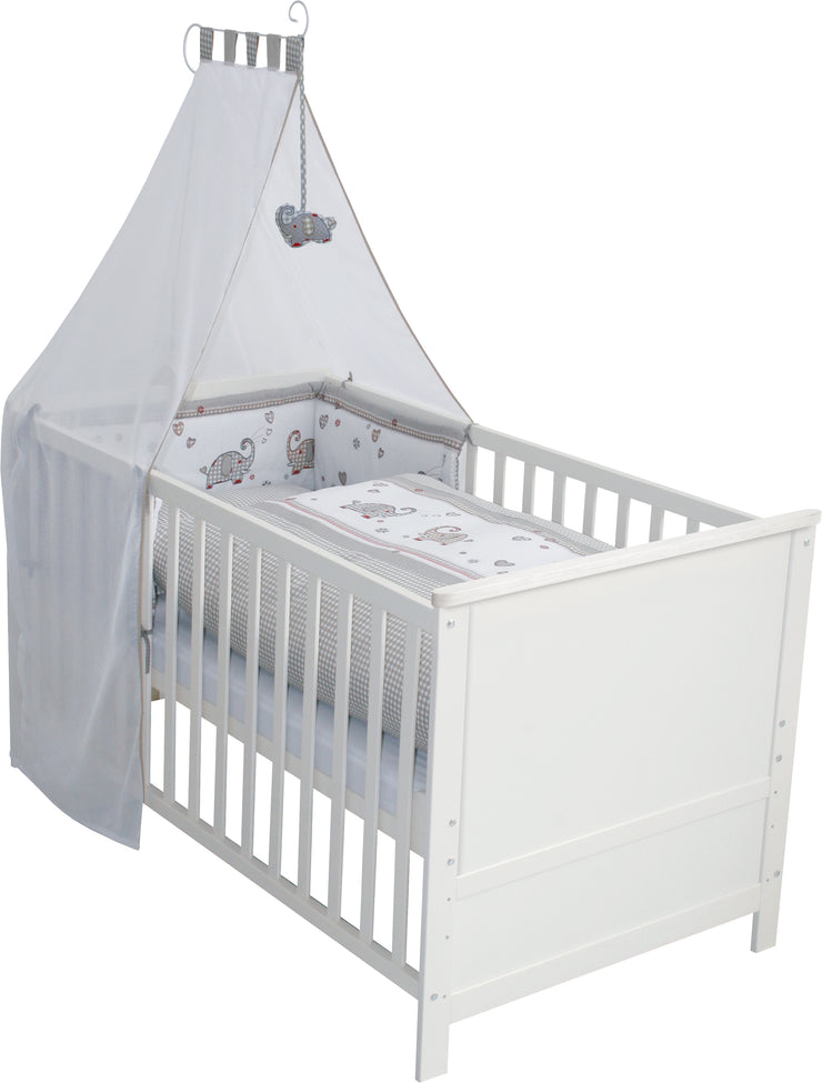 Bed set 'Jumbotwins', 70 x 140 cm, white, incl. Bed linen, canopy, nest & mattress