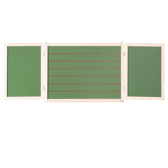 Mal- & Schreibtafel, Hängetafel faltbar, magnetisch weiß, Kreidetafel liniert, Tafellack