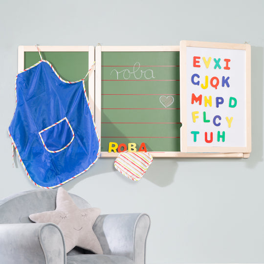 Mal- & Schreibtafel, Hängetafel faltbar, magnetisch weiß, Kreidetafel liniert, Tafellack