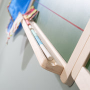 Lavagna magnetica e lavagna da disegno, bianca, a righe, incluso gesso, numeri e lettere magnetici in legno