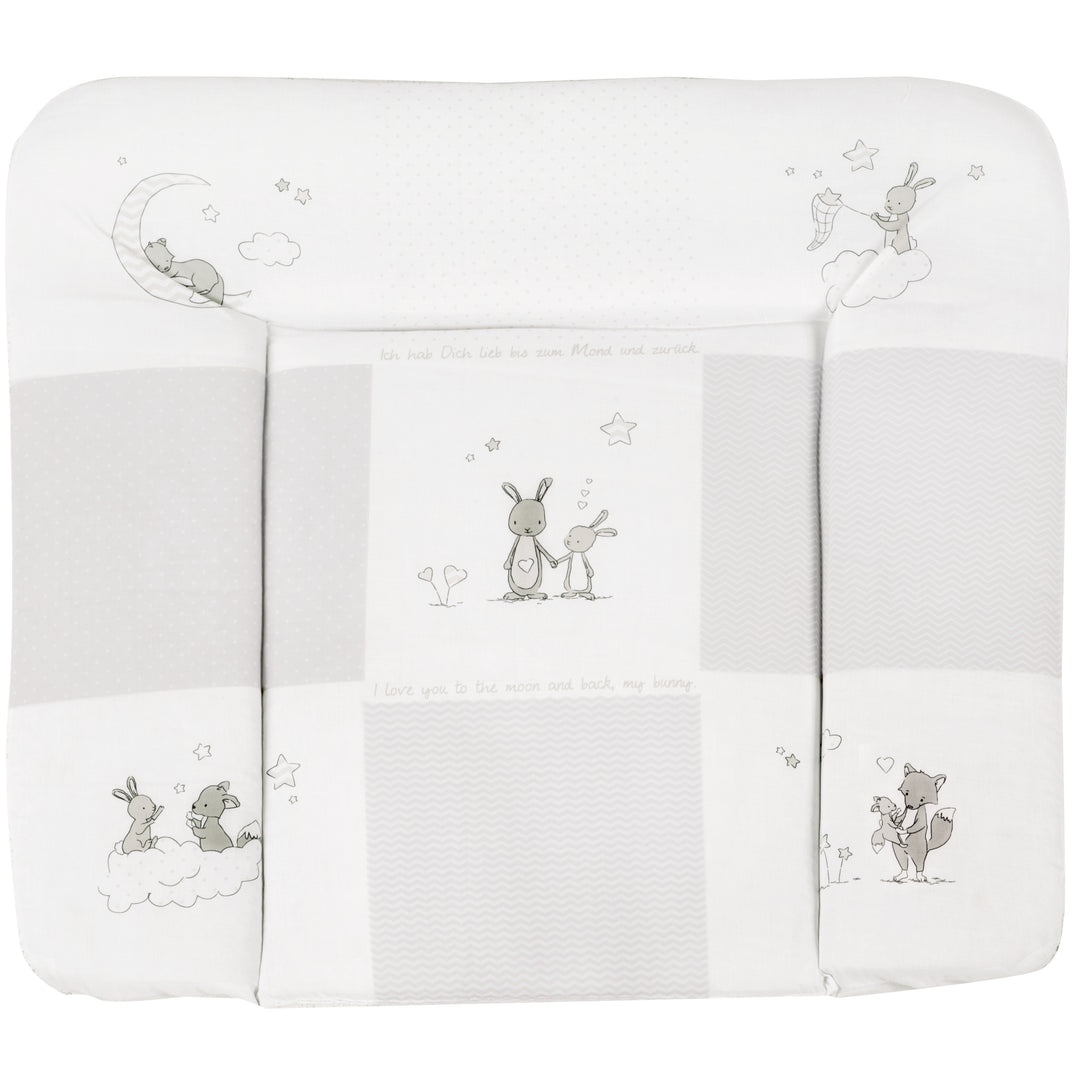 Changing Pad 'Fox & Bunny', 85 x 75 cm, Soft Changing Pad, PU Coated