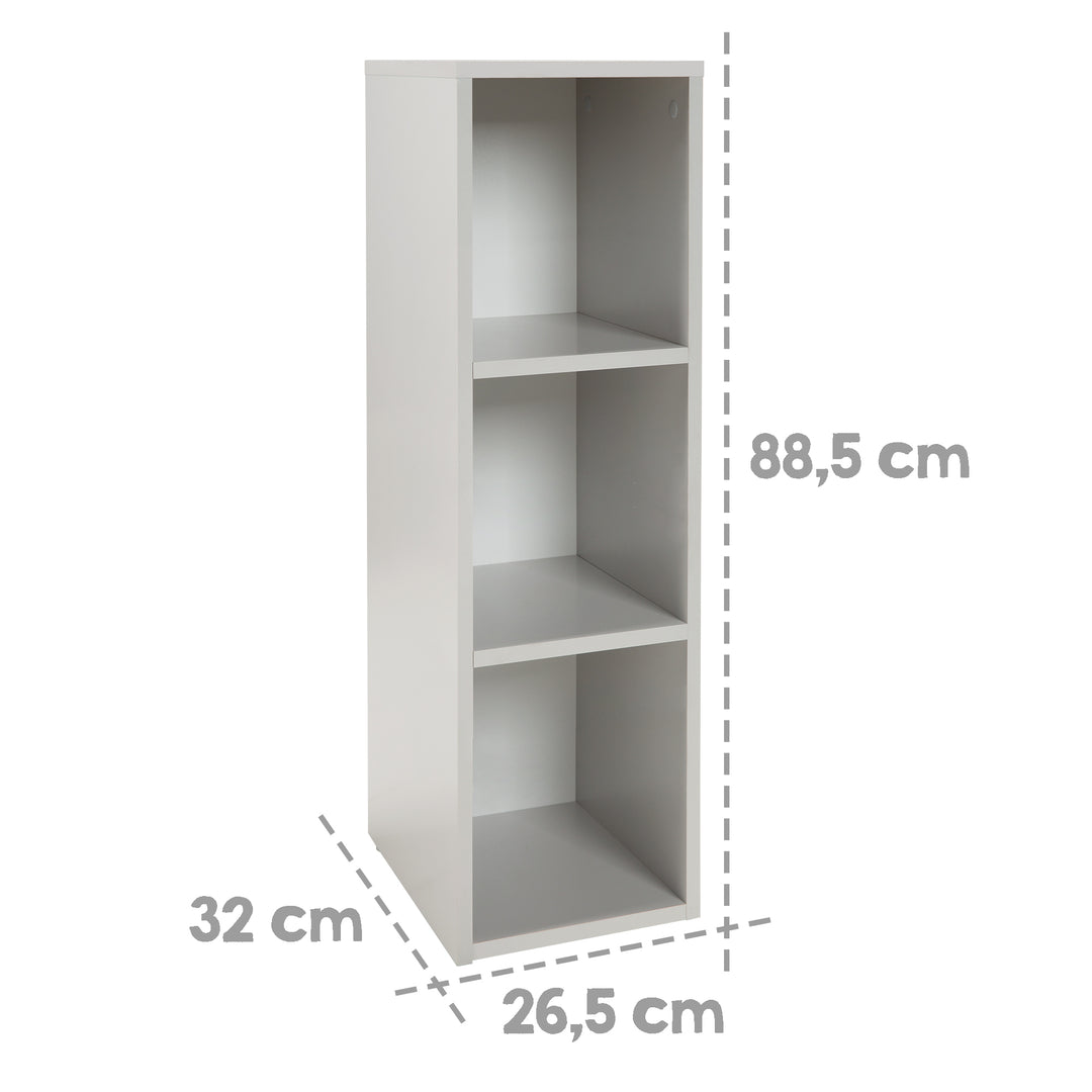 Estante lateral gris claro, 2 estantes, estante para habitaciones de bebé y niños, HxBxT: 88 x 27 x 32 cm
