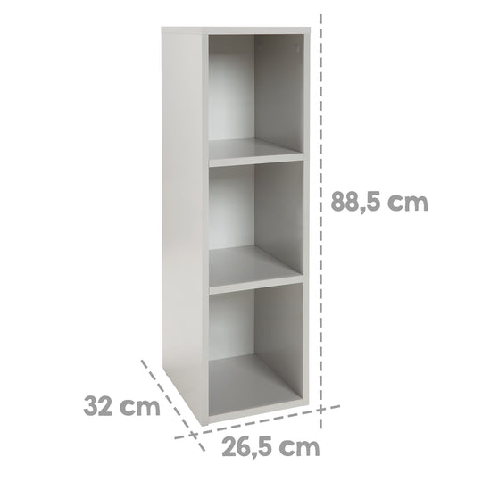 Estante lateral gris claro, 2 estantes, estante para habitaciones de bebé y niños, HxBxT: 88 x 27 x 32 cm