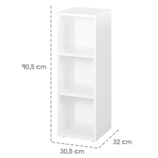 Side Shelf White, 2 Shelves, Shelf for Baby & Children's Room, HxWxD 88 x 27 x 32 cm
