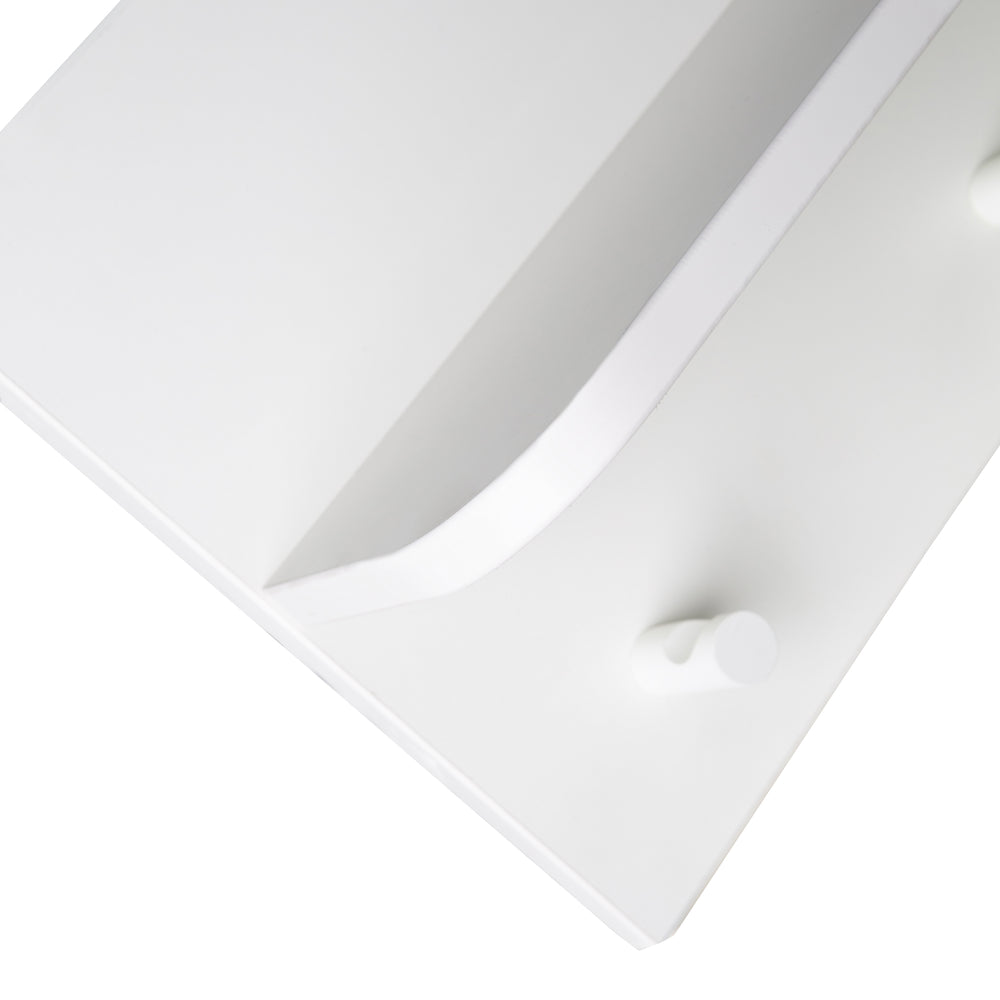 Armadio a parete, 1 mensola, 5 ganci bianchi, per pavimenti / bagno a parete o armadio nel vivaio