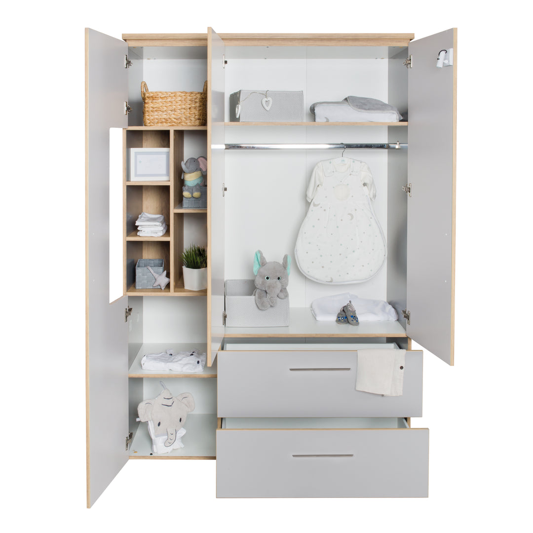 Kleiderschrank 'Tobi', 3-türig, 1 Schublade, mit Soft Close-Technik, Drehtürenschrank