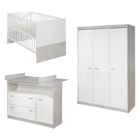 Room Set 'Julia' 3-Piece, Including Convertible Children's Bed 70 x 140 cm, Changing Table & 3-Door Wardrobe
