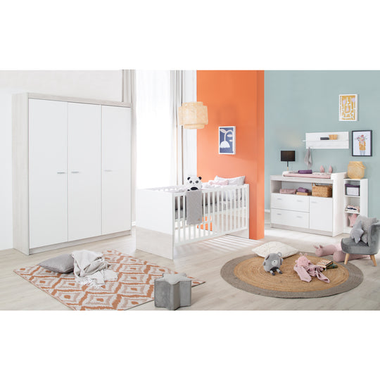 Room Set 'Julia' 3-Piece, Including Convertible Children's Bed 70 x 140 cm, Changing Table & 3-Door Wardrobe