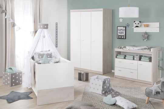 Room Set 'Julia' 3-Piece, Including Convertible Children's Bed 70 x 140 cm, Changing Table & 3-Door Wardrobe