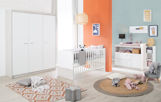 Room Set 'Julia' 3-Piece, Including Convertible Children's Bed 70 x 140 cm, Changing Table & 3-Door Wardrobe
