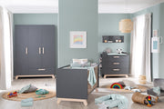 Room Set 'Jara' anthracite, incl. combi cot, changing table dresser & 3-door wardrobe
