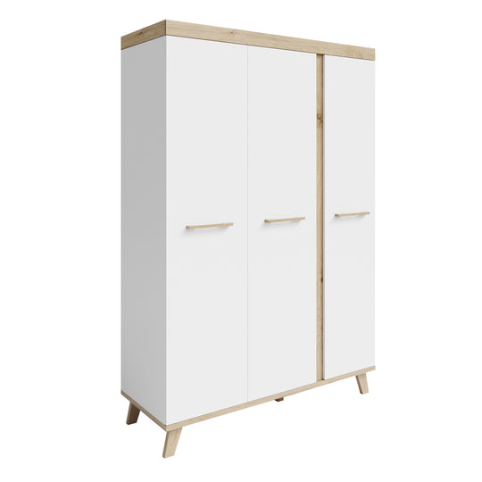 Dormitorio infantil 3 piezas 'Smile' - Cuna combinada + Cómoda para cambiar pañales + Armario - Artisan Oak / Blanco