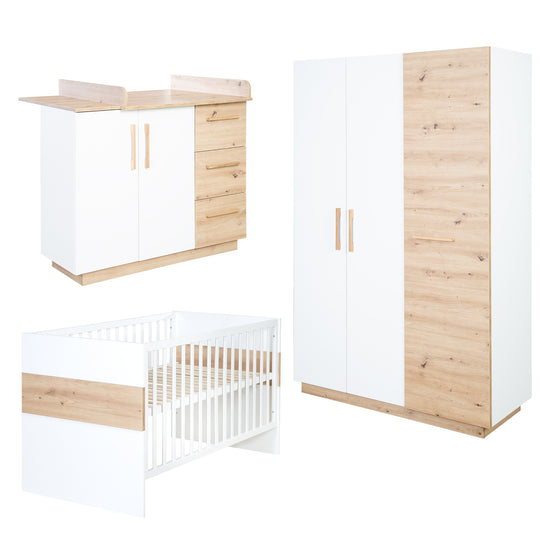 Children's Room Set 'Lion' 3-Piece - Bed 70x140 cm + Wide Changing Table + Wardrobe