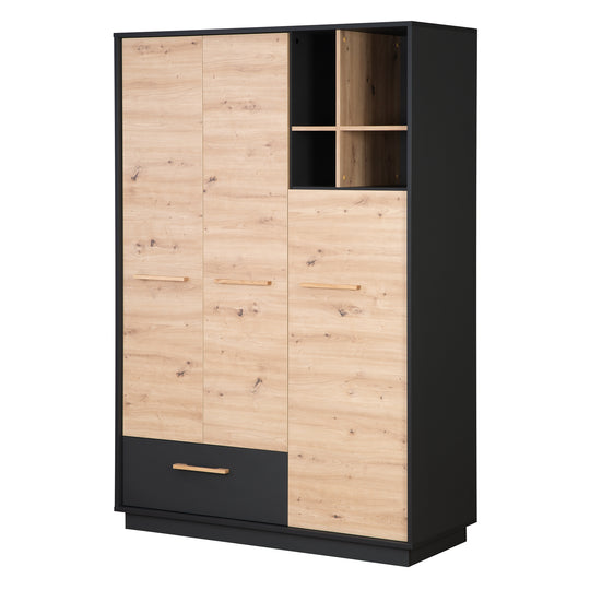 Kinderzimmerset 'Lenn' 3-teilig - Bett 70x140 + Wickelkommode + Kleiderschrank 3-türig