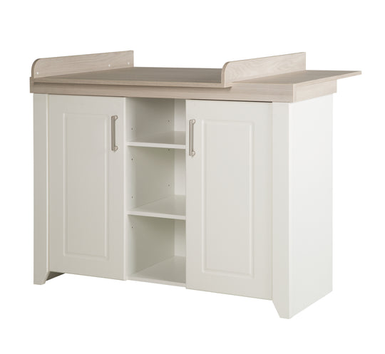 Conjunto de habitación infantil 'Felicia', incluye cuna combinada 70 x 140 cm, cómoda para cambiar y armario de 3 puertas, roble Luna/blanco